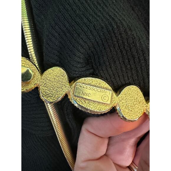 Accessocraft white cabochon stones gold tone stretch belt size small main image 7